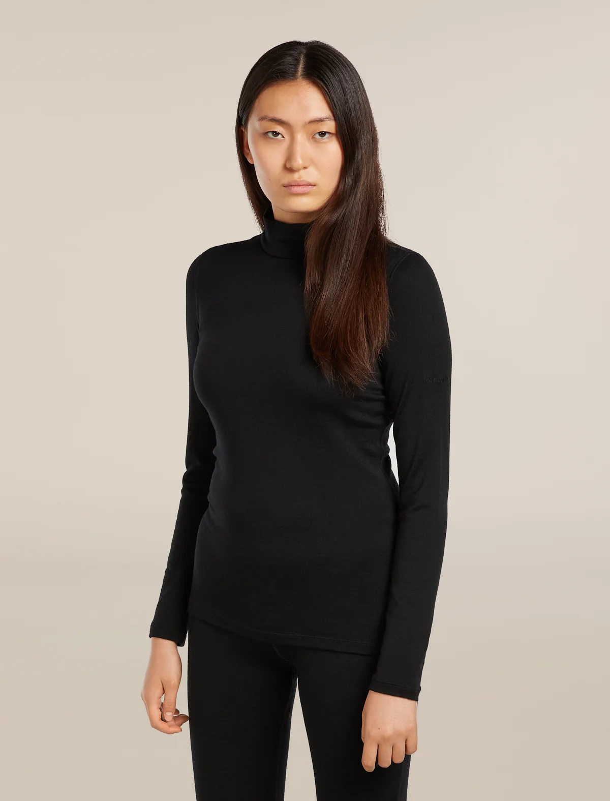 Icebreaker 260 Oasis Turtle Neck BLACK ženska majica - slika 2