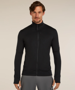 Icebreaker 260 Quantum Long Zip Jacket Black moška jakna z zadrgo