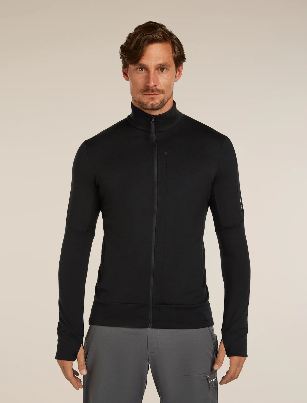 Icebreaker 260 Quantum Long Zip Jacket Black moška jakna z zadrgo