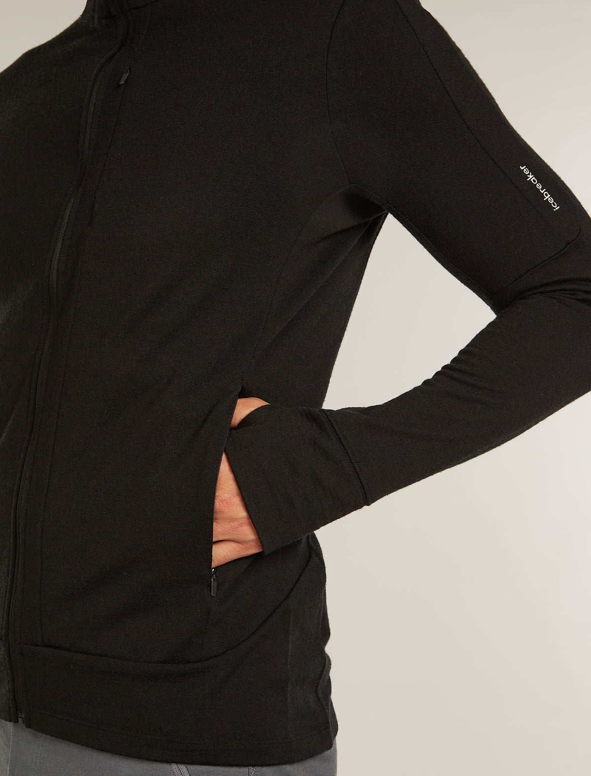 Icebreaker 260 Quantum Long Zip Jacket Black moška jakna z zadrgo - slika 4