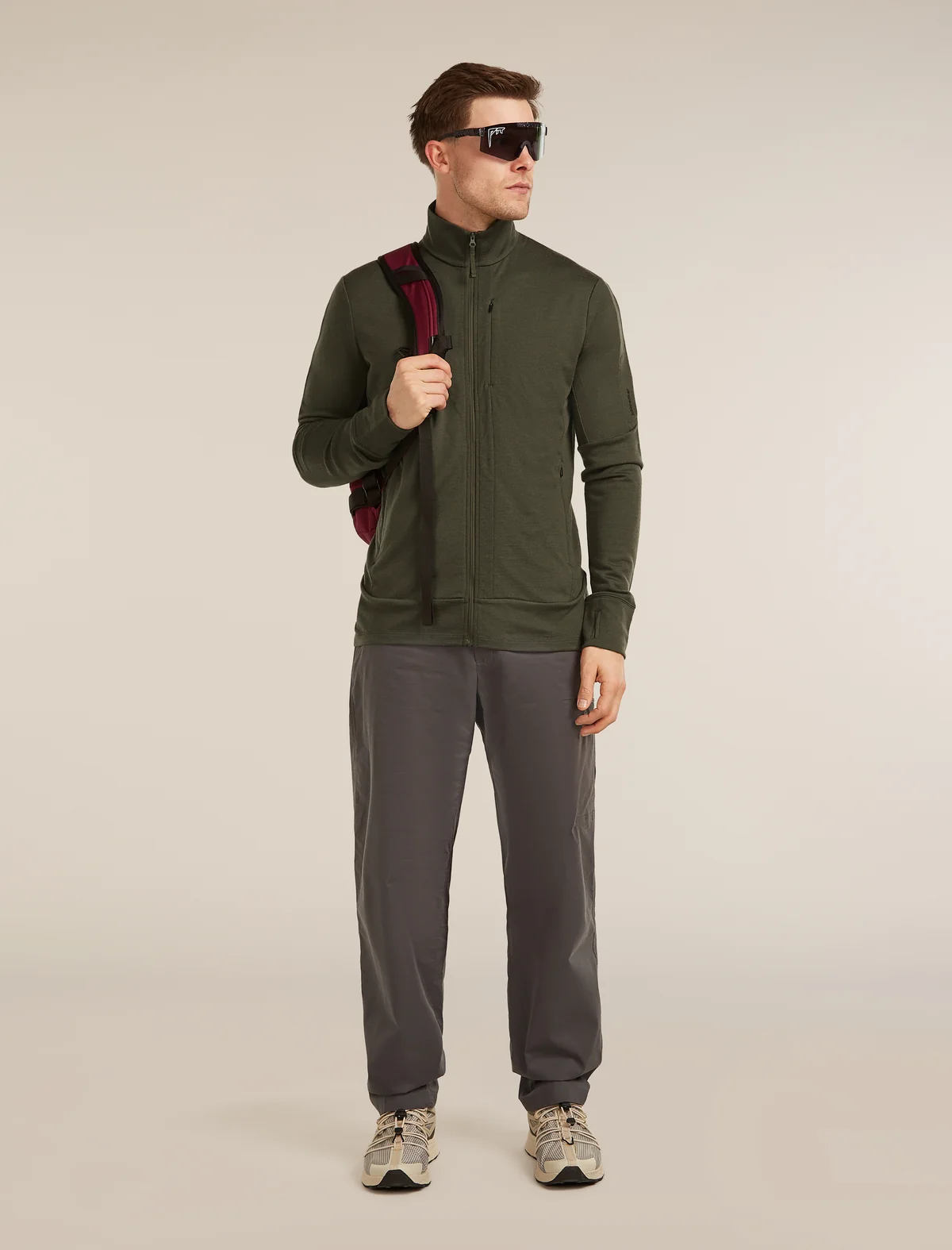 Icebreaker 260 Quantum Long Zip Jacket Loden moška jakna z zadrgo - slika 2
