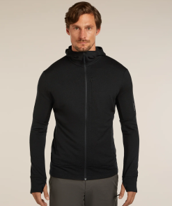 Icebreaker 260 Quantum Zip Hoodie Black moška jakna z zadrgo