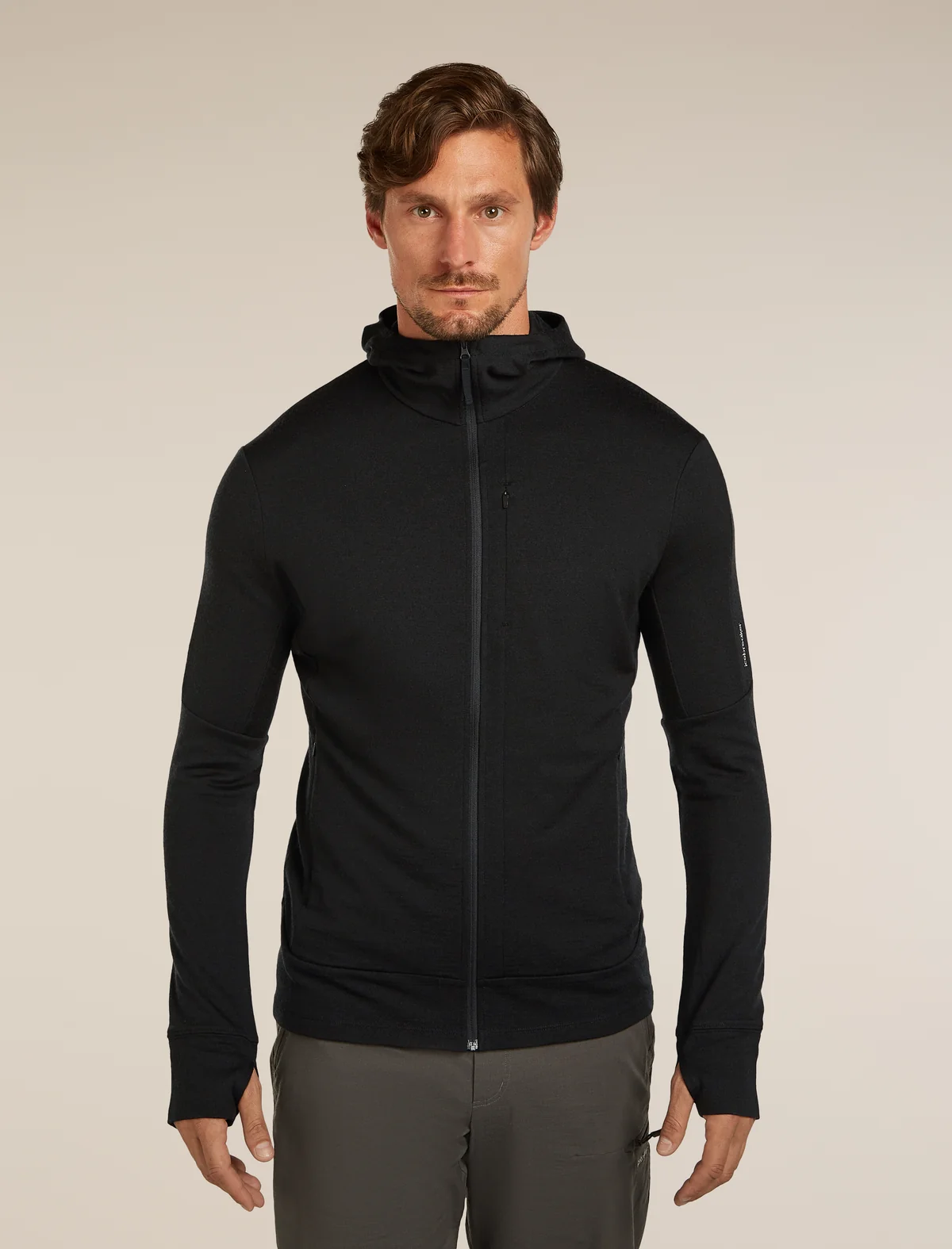 Icebreaker 260 Quantum Zip Hoodie Black moška jakna z zadrgo