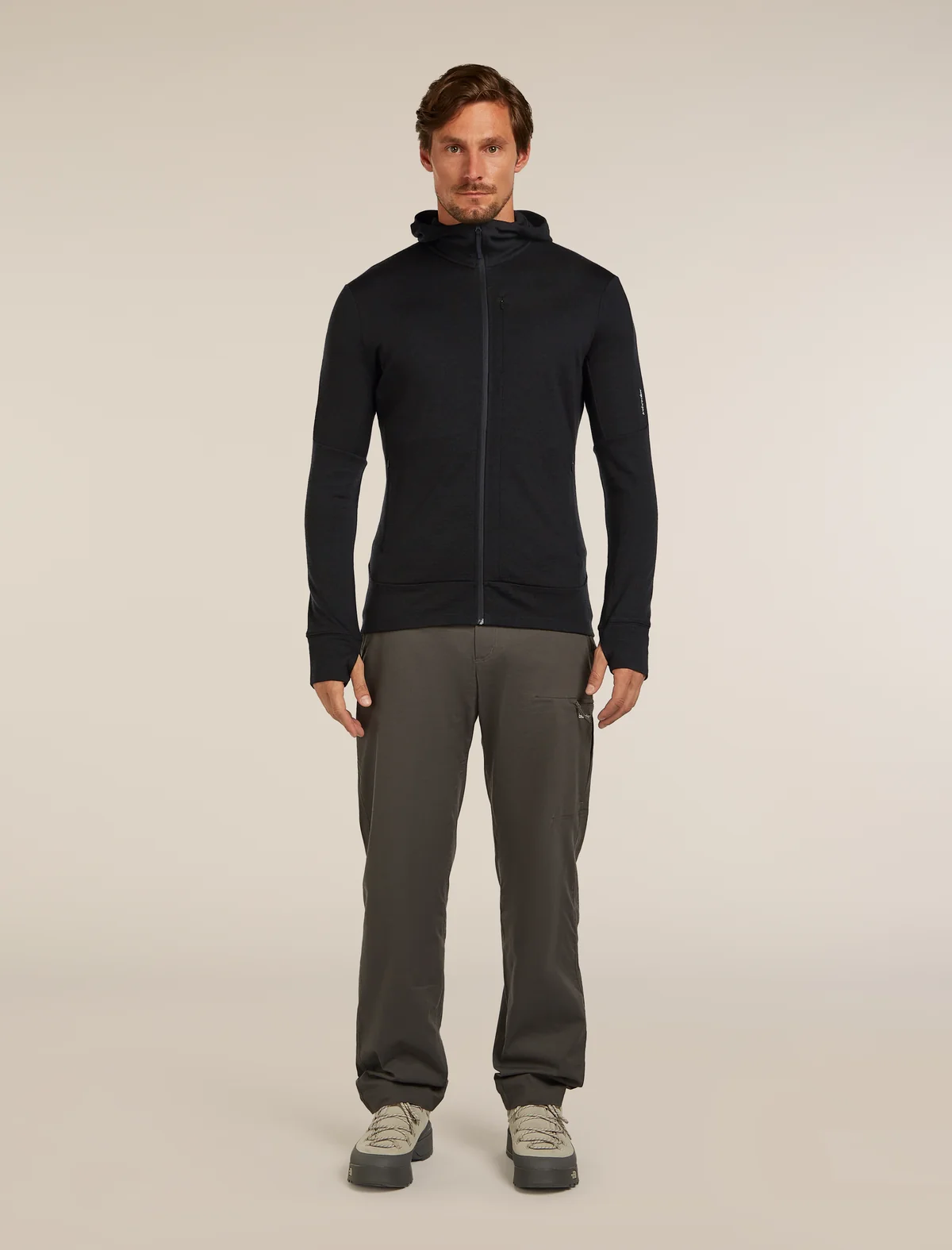Icebreaker 260 Quantum Zip Hoodie Black moška jakna z zadrgo - slika 2
