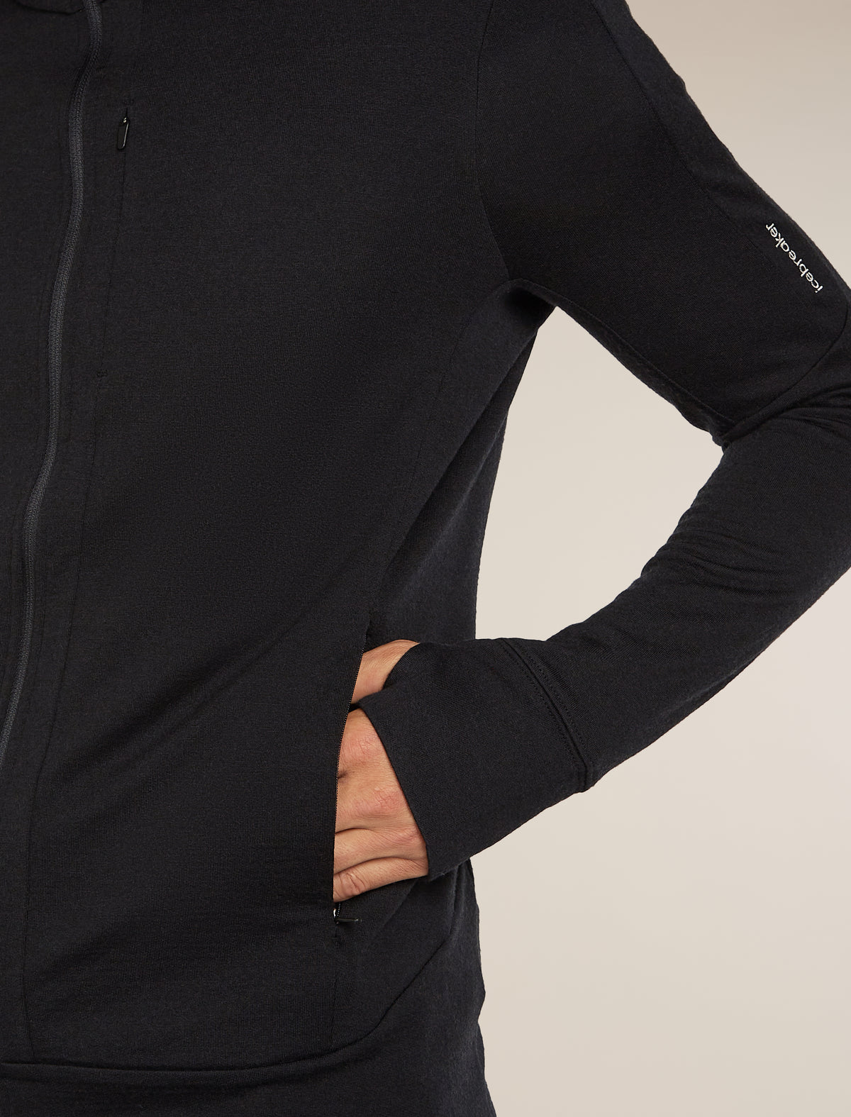 Icebreaker 260 Quantum Zip Hoodie Black moška jakna z zadrgo - slika 3